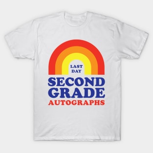 Last Day of School Autograph Second Grade Signing Rainbow T-Shirt